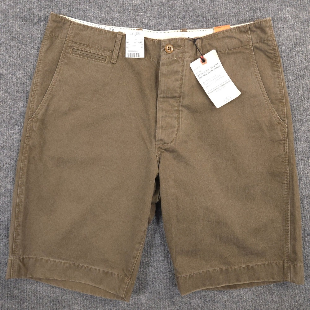 J Crew Officers Chino Shorts Mens 32 Brown Premium Twill Cotton Slub Preppy NEW